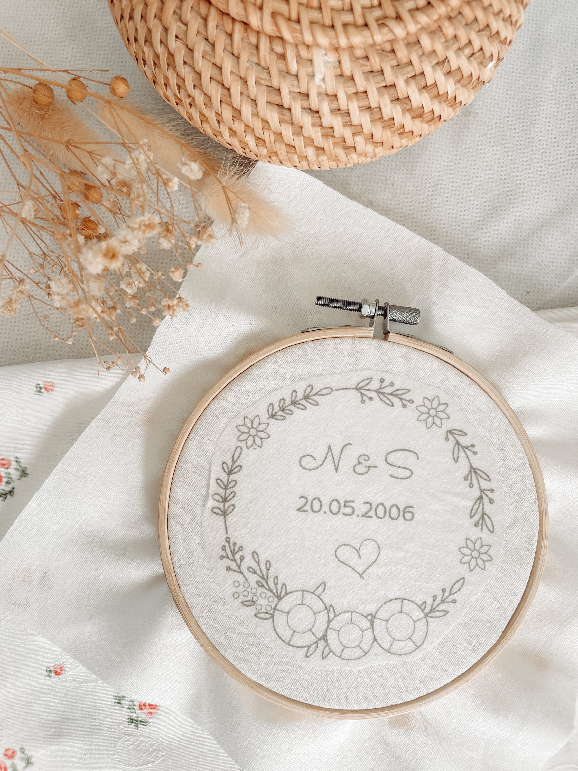 STICK And STITCH WEDDING Engagement | Personalized Washaway Embroidery Stabilizer | Wildflower Floral Designs | Rinse With Water Anniversary