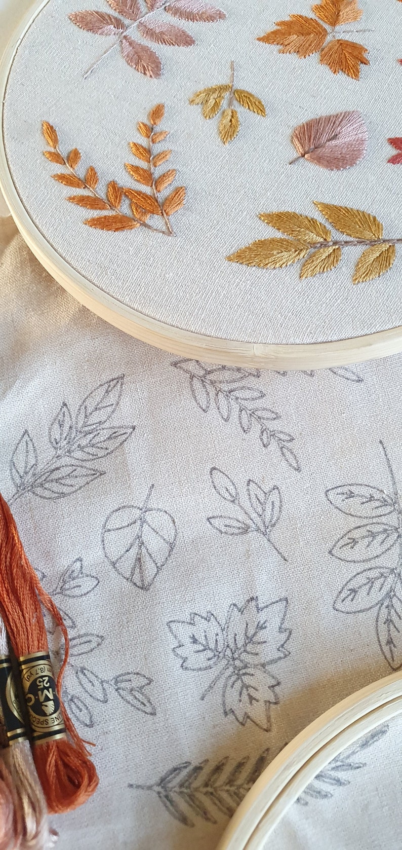 FALL AUTUMN Leaves EMBROIDERY Pattern Stick And Stitch Washaway Stabilizer Clothes Bags Jumpers Hoodies T-Shirts Embroidery Hoop image 3