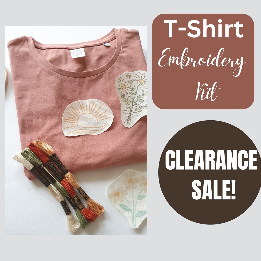 SALE TSHIRT Embroidery Kit WASHAWAY Happy Flowers and Motifs Stick and
