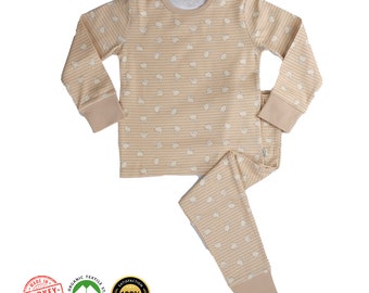 Rabbit Patterned Kids Pajama Set - Organic Cotton Unisex Sleepwear