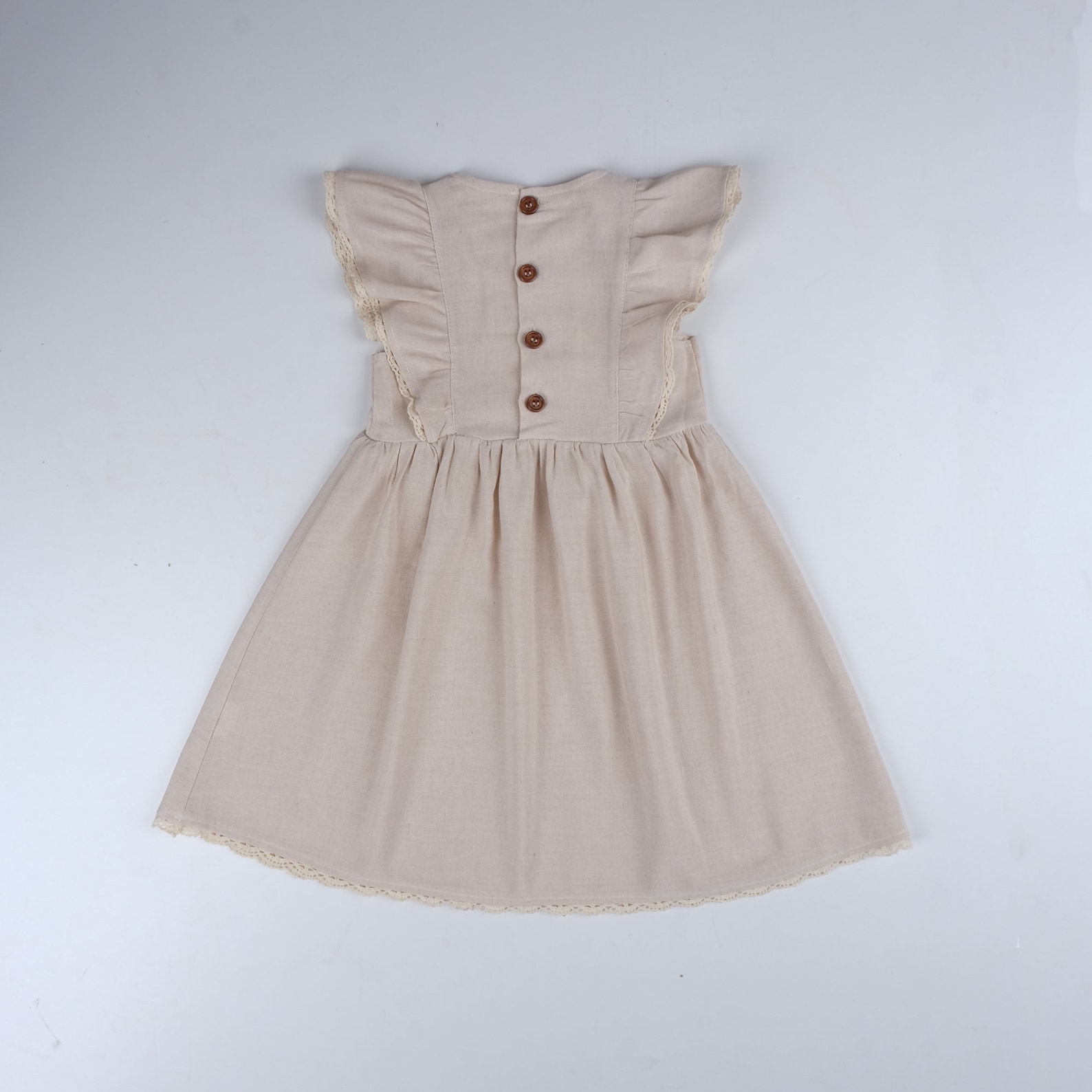 Vintage Cotton Baby Girls Dress with Bag - Powder