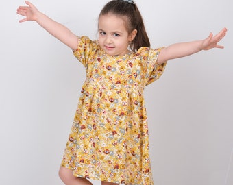 Yellow Short Sleeve Flower Girl Linen Dress - Baby Girl Coming Home Outfit - Toddler Girl Clothes -Baby Shower Gift - 1st Birthday Dresses