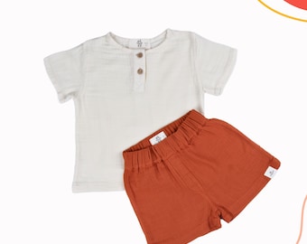 Organic Cotton Toddler Shirt and Shorts Set – Unisex Baby Clothes