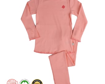 GOTS Organic Cotton Long Sleeve Pajama Set - Pink Toddler PJs