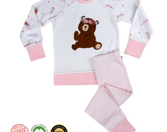 Bear Themed Kids Baby Pajama Set - Holiday Pajamas for Children - Organic Cotton GOTS Certified - Toddler Pajamas - Kids Pjs - Baby Shower