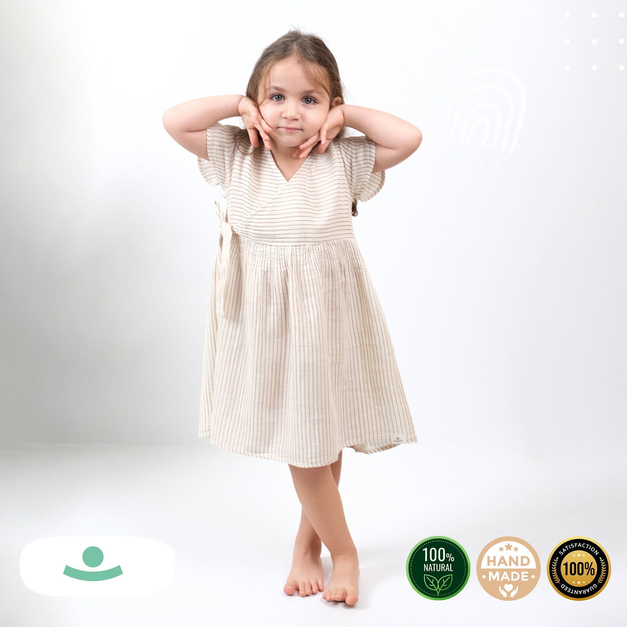Girls white store linen dress