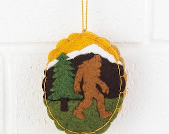 Handmade SASQUATCH ornament, handstitched for BIGFOOT believers