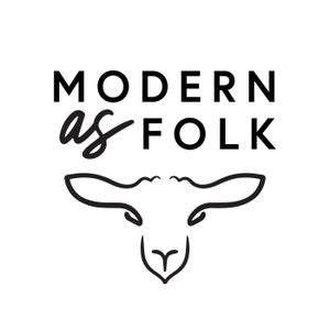 May include: Black and white logo with the text "MODERN as FOLK" and a stylized line drawing of a sheep's head.