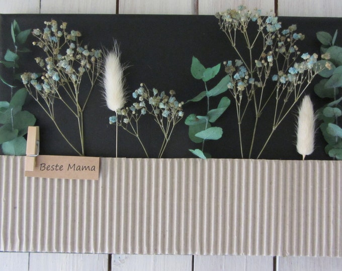 Charming picture black 30 x 20 cm with dried flowers