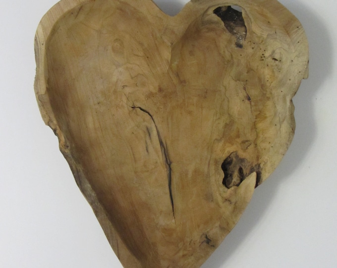 Teak wood bowl heart 35 cm diameter