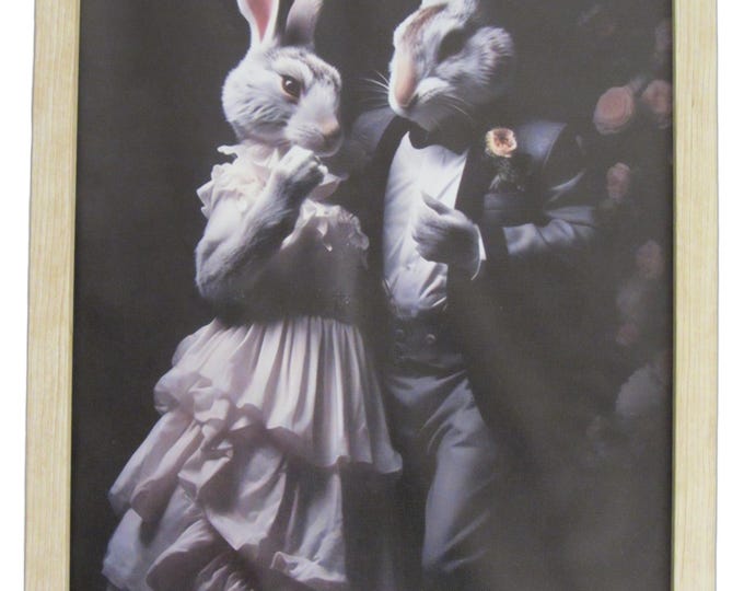 Easter bunny picture 43 x 33 cm framed brown design 2