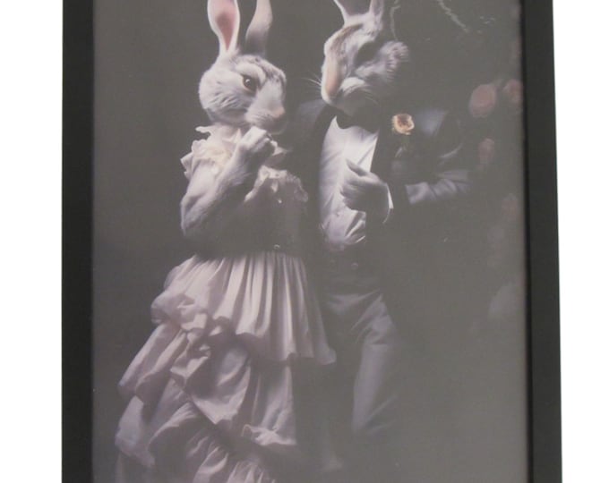 Easter bunny picture 43 x 33 cm framed black design 2