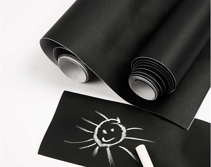 Blackboard film that can be written on, self-adhesive with 2x 200 cm x 40 cm with 12 colored and 12 white chalks