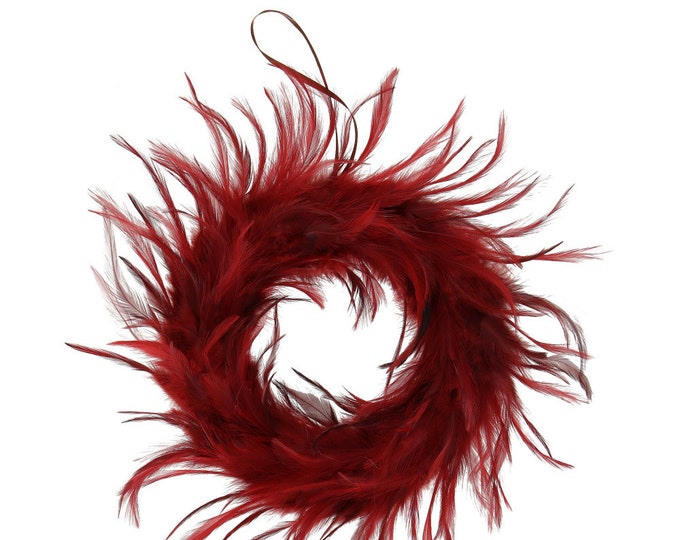 feather wreath 30 cm red