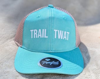 Trail Twats Hats & Visors | Funny Camping Hat | Girls Camping Trip Gear | Cowgirl Trail Riding Hat