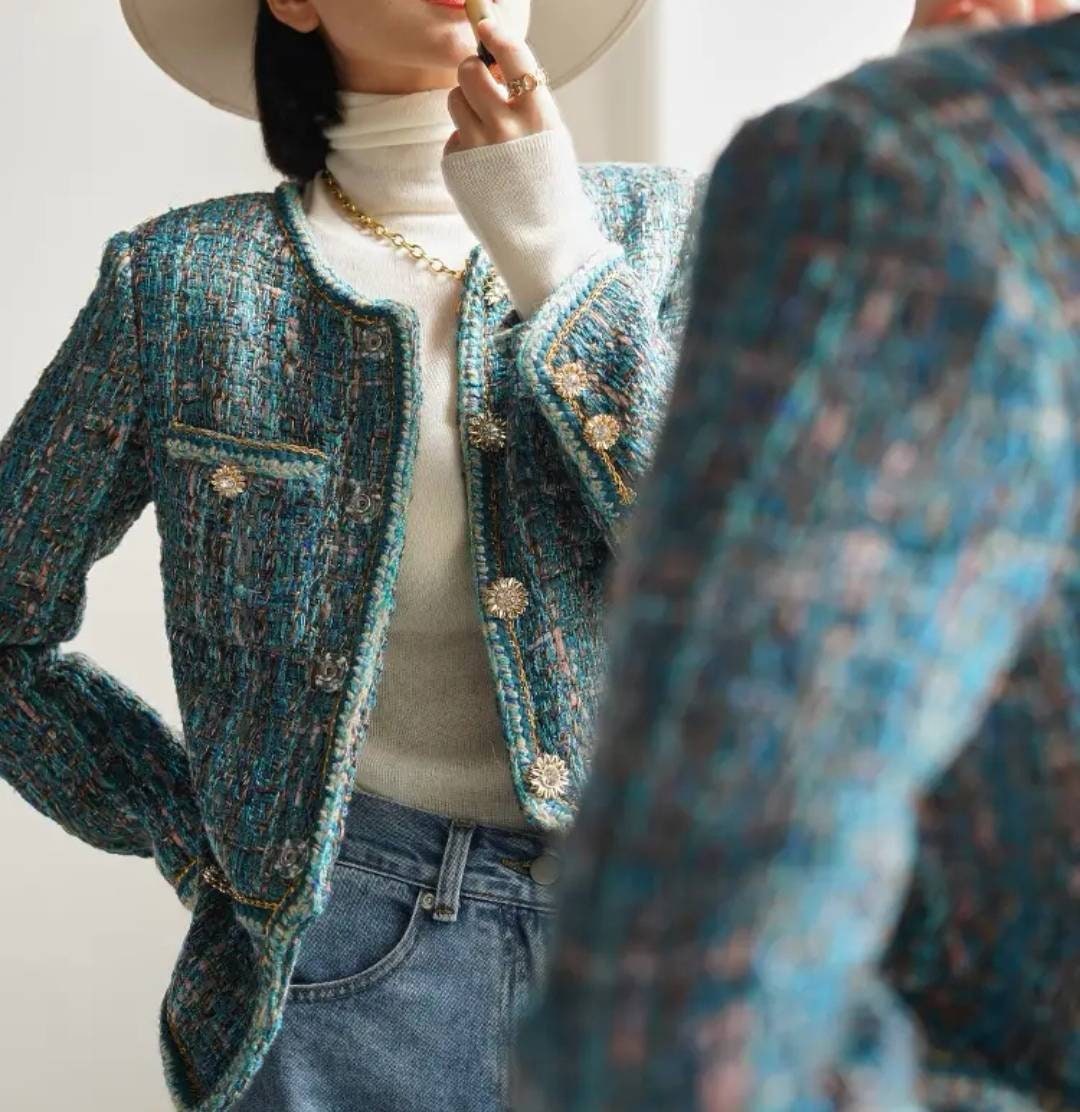 美品 BLUELEA ブルレア Tweed Jacket ツイードジャケット