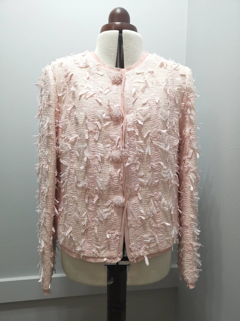 Textured Tweed Jacket With Gold Button Embellishments – Pink