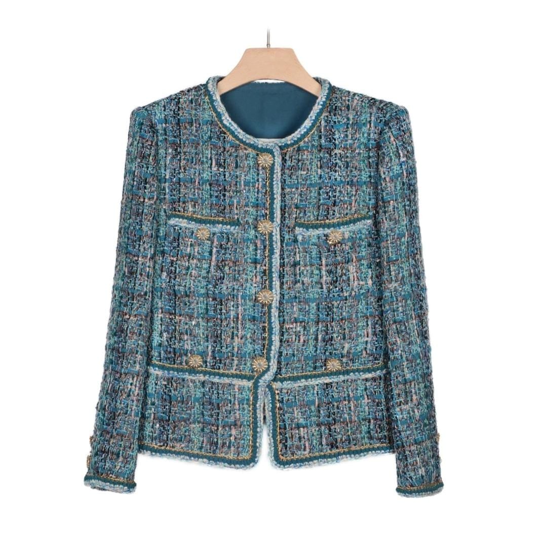 Two T's | Crop Boucle Jacket | Powder Blue main image 1