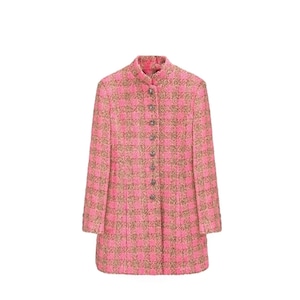 Handmade Pink Check Tweed Jacket | Vintage Bouclé Coat | Button Front Women’s Outerwear | Classic Elegant Winter Fashion