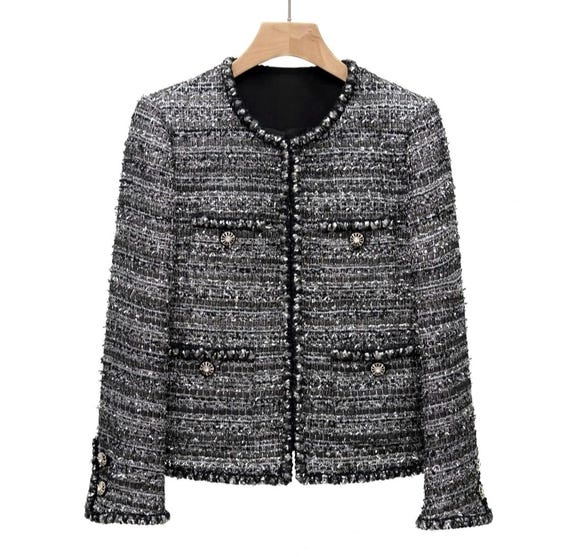 Vestes En Tweed Dames Manteau De Mélange De Laine
