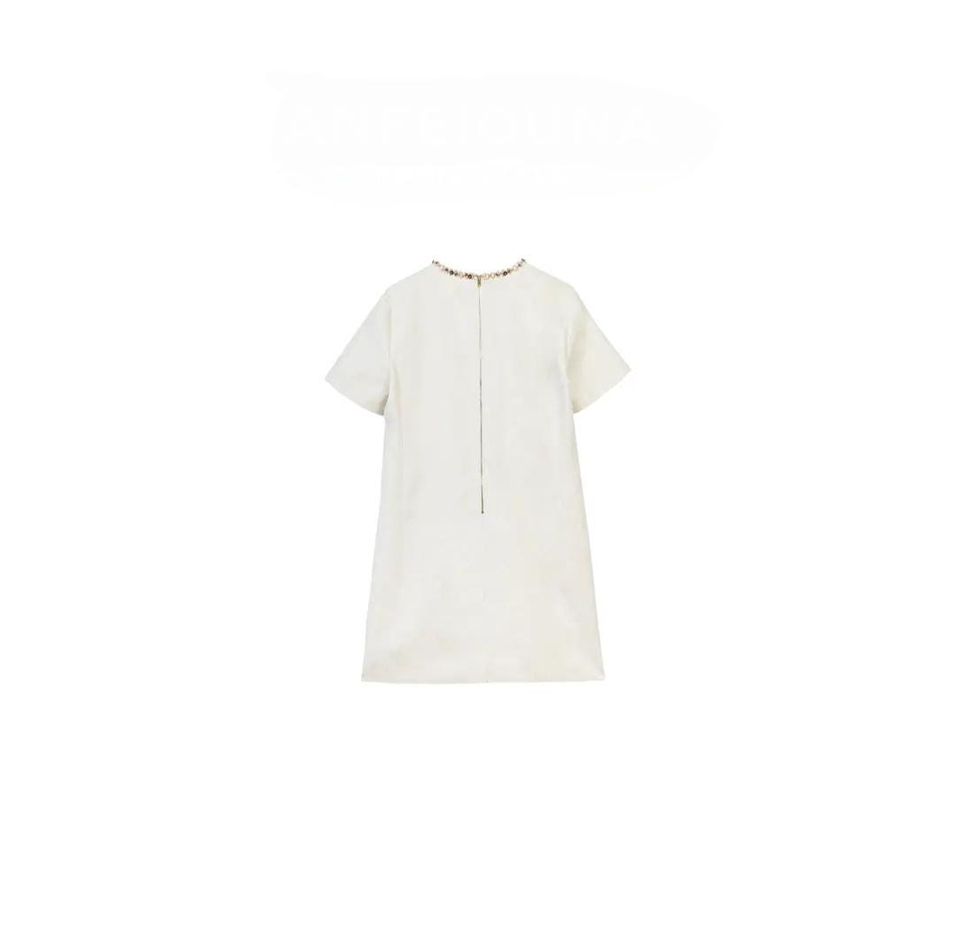 knee length dresses for ladies Handmade Cream Brown Linen Dress – Elegant Splice A-Line Midi
