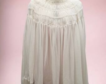 Handmade 100% Mulberry Silk Ruffle Top With Puff Sleeve