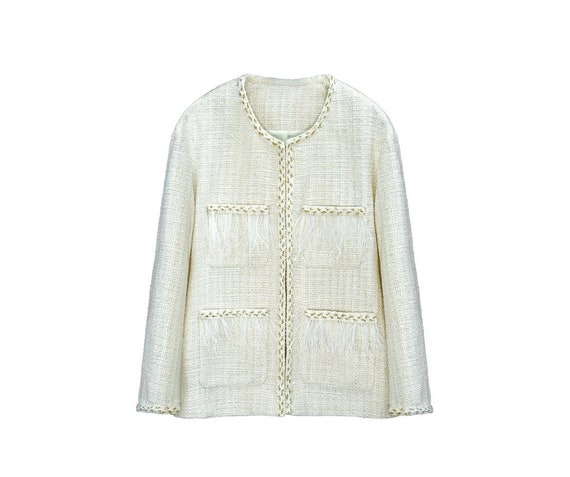 Ivory boucle jacket hotsell
