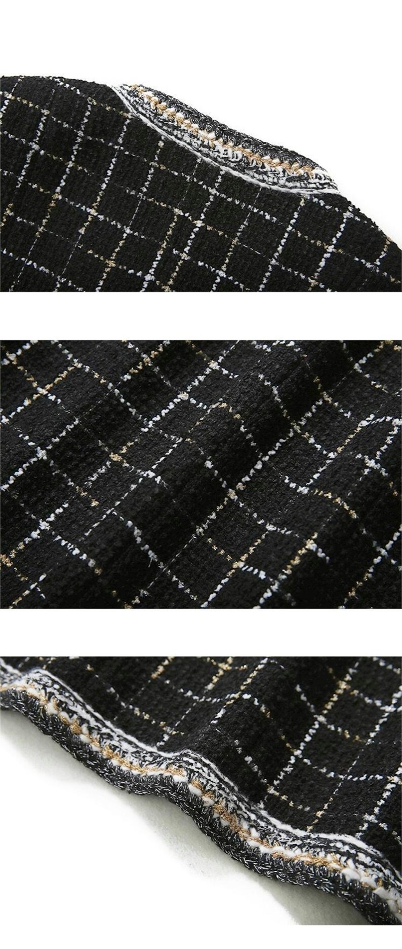 Handmade Tweed Boucle Gold Thread Woven Vintage Style Jacket image 6