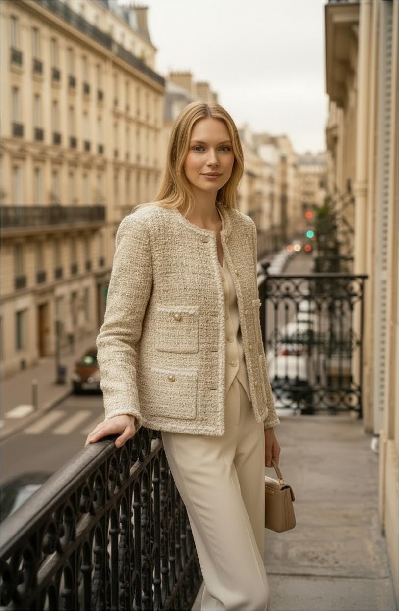 Chanel Style Cream Beige Jacket - Etsy