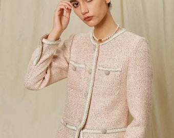 pale pink boucle jacket