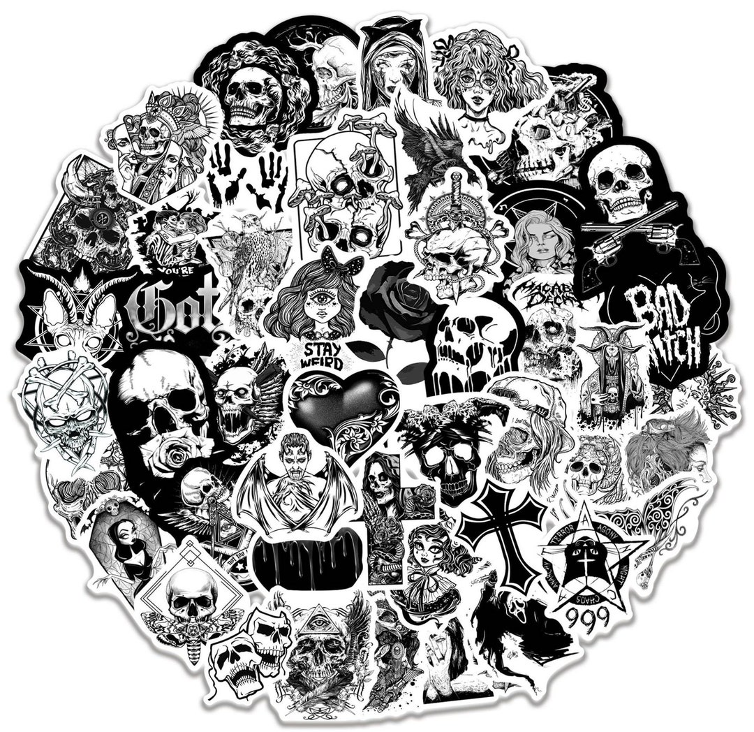 50pcs Black and White Sticker Pack for Macbook, Laptop, Notebook ...
