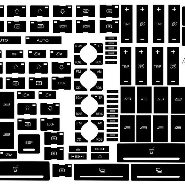 Audi A2  Audi A3 8L Climate Control Stickers Repair kit complete set for climate, audi concert , window buttons,headlight switch esp hazard