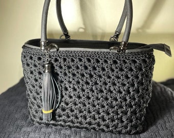 Handmade Bag/Black Colored Crochet Handbag / Hand Knitted Bag | Crochet Bag/Shoulder Bag / Luxury Bag