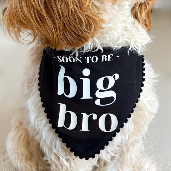 Baby Announcement, Pregnancy Announcement, Soon To Be Big Brother Big Sister Dog Bandana, Dog Bandana Black, Over the Collar