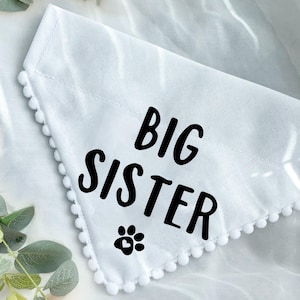 Große Schwester Hundehalstuch, neuer Hund Babymitteilung, großer Bruder Hundezubehör, Schwangerschaft Fotoshooting, benutzerdefinierter Text