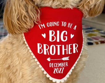 Big Brother Pregnancy Announcement, Christmas Baby Reveal Dog Bandana Accessory