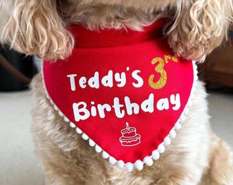 Bandana de cumpleaños personalizada para perro, regalo de cumpleaños para perro, accesorio brillante para cumpleaños de mascotas