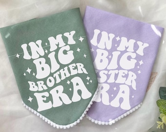 Pañuelo para perro con el mensaje "Anuncio de bebé de hermano mayor", accesorio para perros de la era de "Mi hermano mayor y mi hermana mayor".