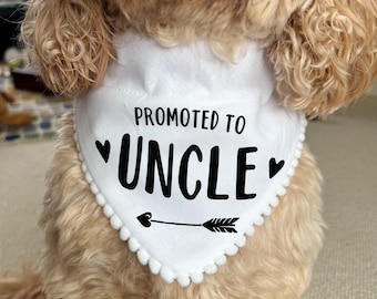Accesorio de bandana para perro con anuncio de embarazo de tío, ascendido a tía, tío y primo