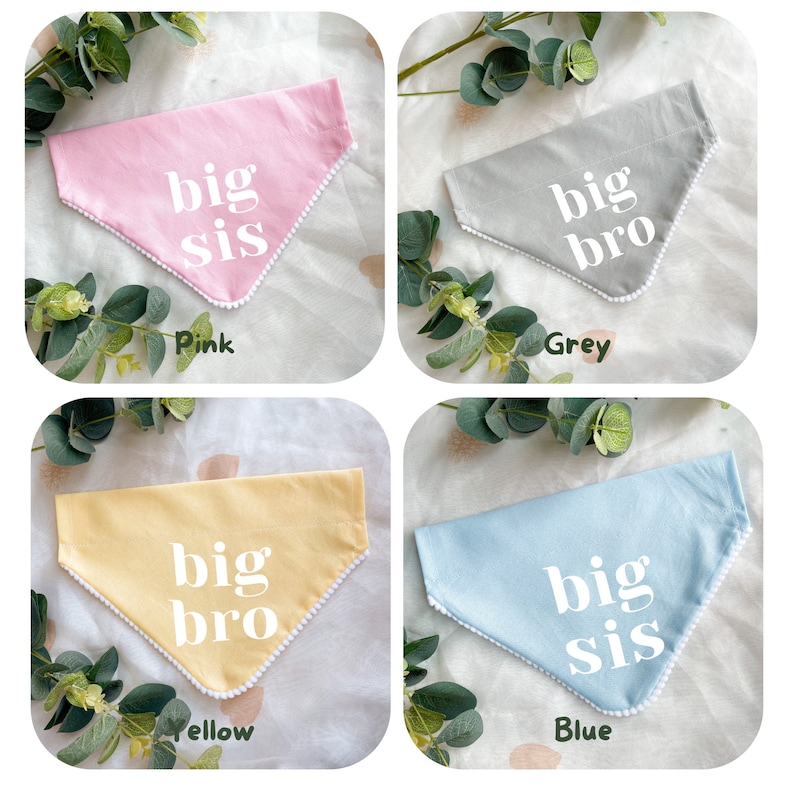 Pregnancy Baby Announcement Dog Bandana, Big Brother Big Sister, Baby Photoshoot, Cute Pastel Colour Dog Bandana Accessory image 4