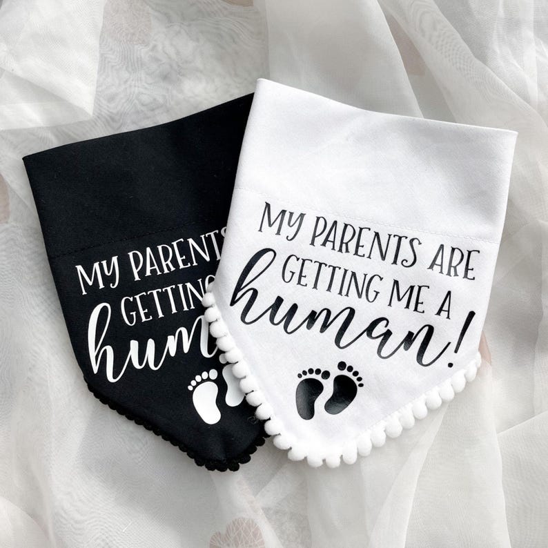 Pregnancy Announcement Dog Bandana, My Parents are Getting Me a Human Accessory, Baby Shower Gift, Puppy Accessory Scarf, Dog Photoshoot image 3