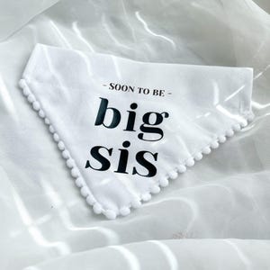 Baby Announcement, Pregnancy Announcement, Soon To Be Big Brother Big Sister Dog Bandana, White Dog Bandana, Over the Collar
