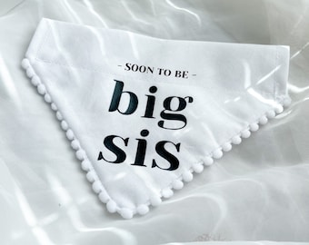 Baby Announcement, Pregnancy Announcement, Soon To Be Big Brother Big Sister Dog Bandana, White Dog Bandana, Over the Collar