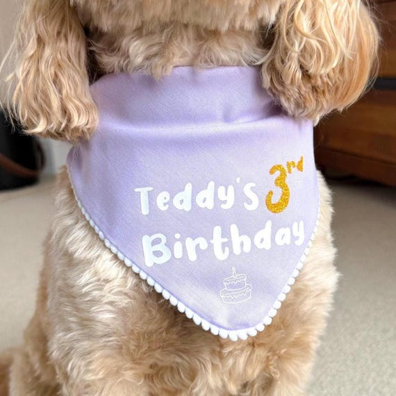 Birthday Dog Bandana, Personalised Puppy First Birthday Accessory
