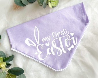 First Easter Dog Bandana | Pastel Purple Dog Accessory, Puppy Gift, Cute Dog Accessory, Slide on Collar