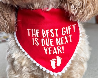 Christmas Baby Pregnancy Announcement, Dog Bandana Family Baby Reveal