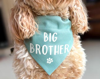 Big Brother-hondenbandana, zwangerschapsaankondiging, nieuw hondenaccessoire Big Sister Brother, nieuwe babyfotoshoot, aangepaste tekst
