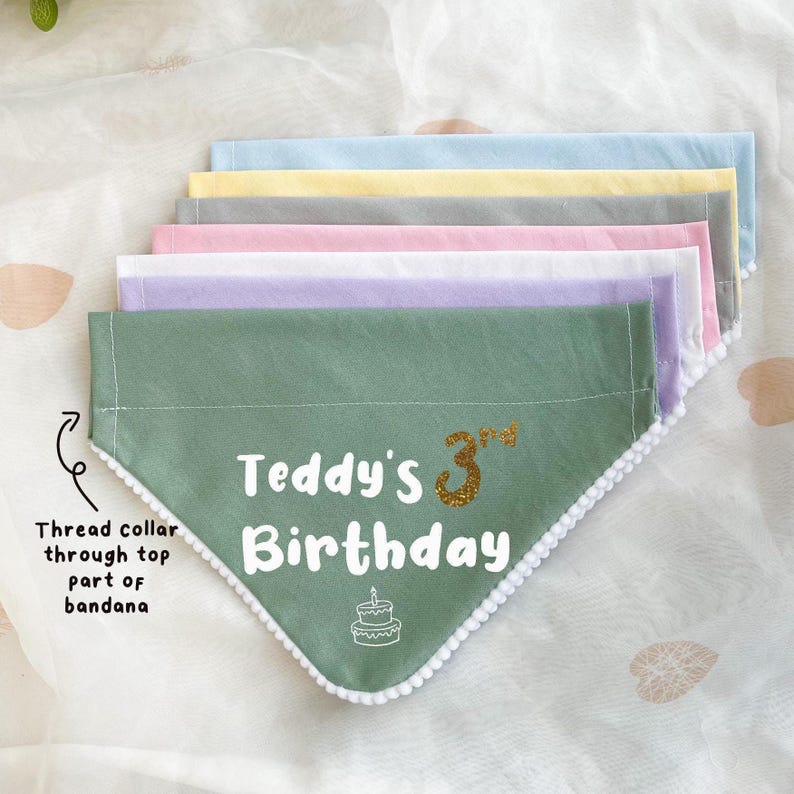 Birthday Dog Bandana, Personalised Puppy First Birthday Accessory image 8
