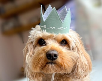 Corona de cumpleaños para mascota, accesorio para el primer cumpleaños de tu perro o gato, texto personalizado.