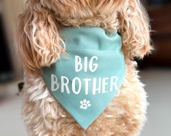 Big Brother-hondenbandana, zwangerschapsaankondiging, nieuw hondenaccessoire Big Sister Brother, nieuwe babyfotoshoot, aangepaste tekst